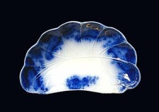 Flow Blue Argyle By Grindley Bone Dish With Gold, c. 1896