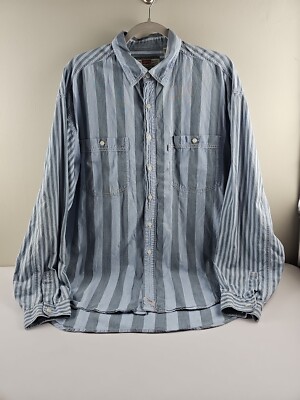Levi's Men's Size Large Long Sleeve Button Up Shirt Vertical Stripes Blue