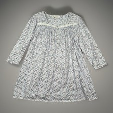 Eileen West Cotton Short Nightgown Flannel Cottage Floral Ditsy Lace Size Large