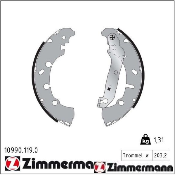 Zimmermann 10990.119.0 Bremsbackensatz 4 Bremsbacken Trommelbremse-image