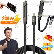 2PACK 240w Fast Charging Foldable Bracket Data Cablewith Built-in Holder Black 