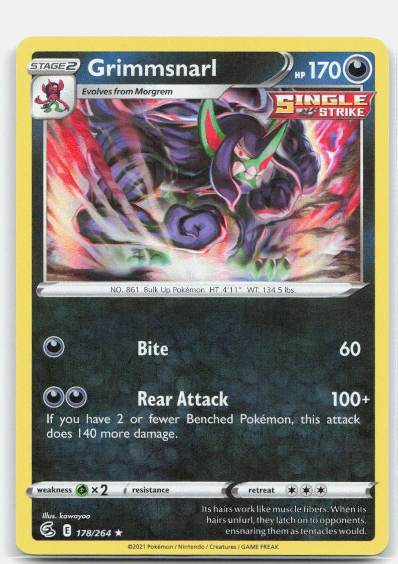 Pokemon TCG Grimmsnarl 178/264 SWSH08: Fusion Strike Holo NM