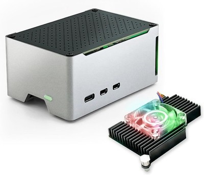 ElectroCookie Raspberry Pi 5 Gehäuse, kompaktes Aluminiumgehäuse, aktiver Lüfter