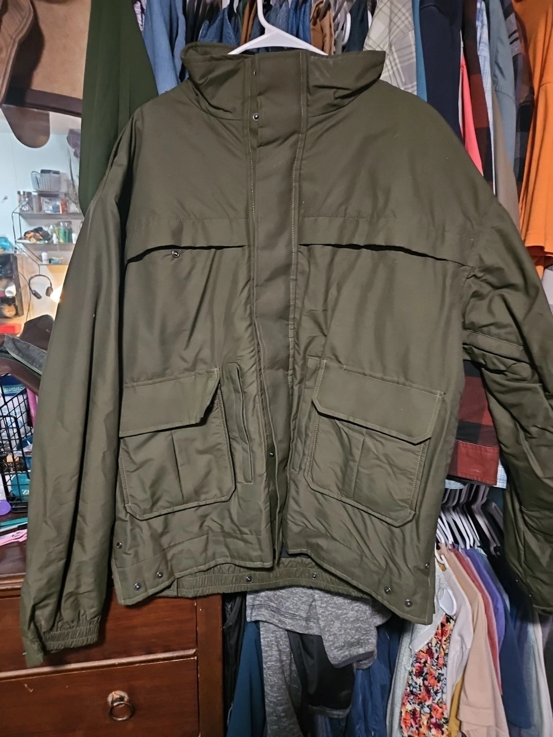 Game And Fish Style Green Army Windbreak With Hood Mens XL