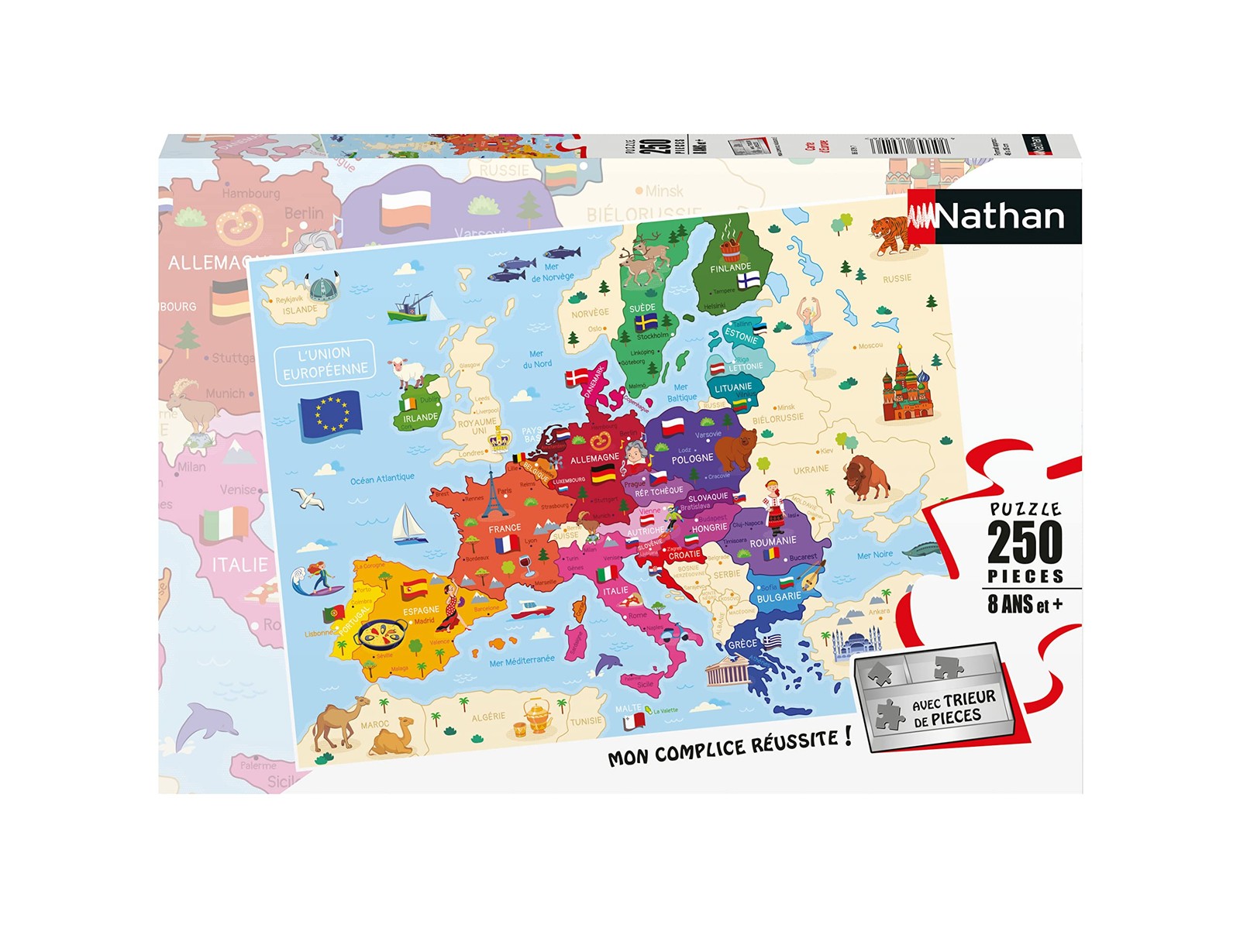 Puzzle carte d'Europe 250 pièces, le cadeau idéal dès 8 ans