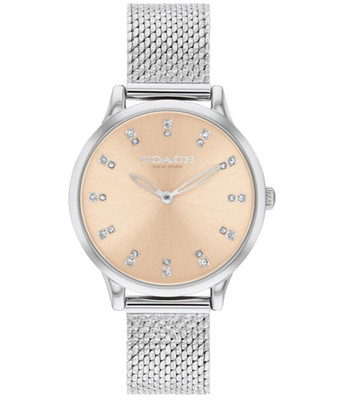 COACH CHELSEA 14504216 GOLD DIAL SILVER MESH BRACELET 32MM WOMENS WATCH