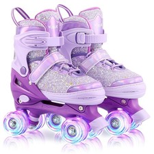 Roller Skates for Girls, 4 Size Adjustable 8 Light up Wheels Skates  roller ...