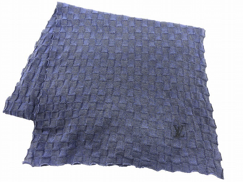 Louis Vuitton Damier Blue Cotton Stole 78.7x14.6 inches Preowned