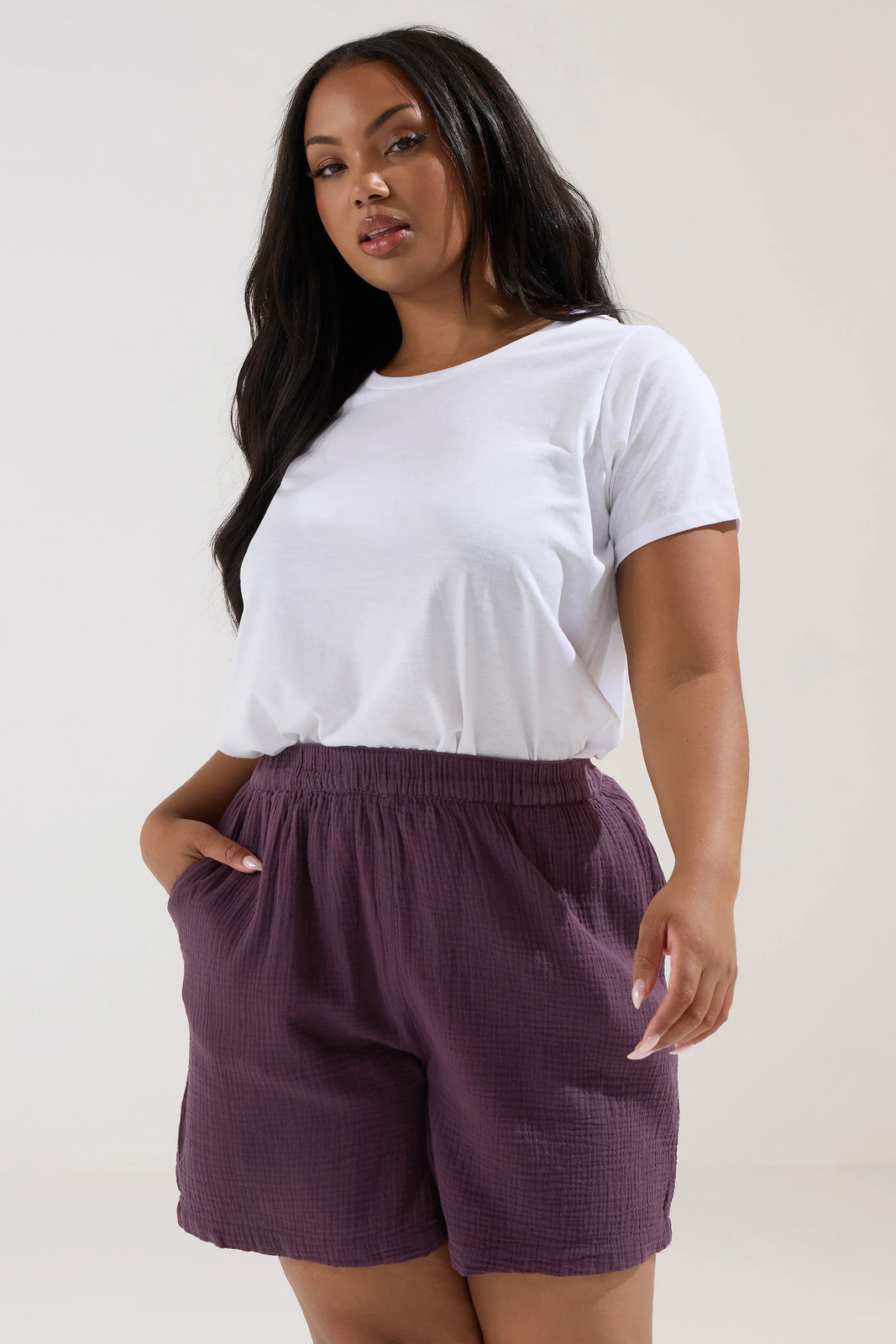 Yours Curve Cotton Cheesecloth Shorts - Women's - Plus Size Curve - Image 2