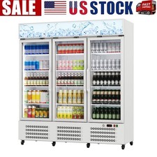 Commercial Beverage Refrigerator 3 Glass Door Display Refrigerator w/Light Box
