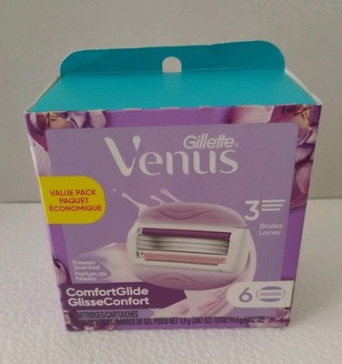 Gillette Venus ComfortGlide 3-blade Razor Blade Cartridges Refills 6 Ct Freesia