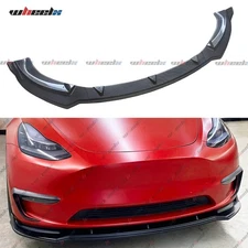 Carbon Look For Tesla Model Y 17-24 Performance Style Front Bumper Lip Splitter