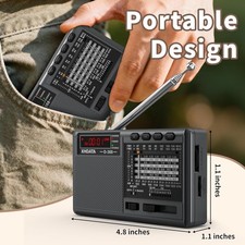 Portable Radio XHDATA D368 Shortwave AM FM SW 12 Band DSP Stereo MP3 Player Wire