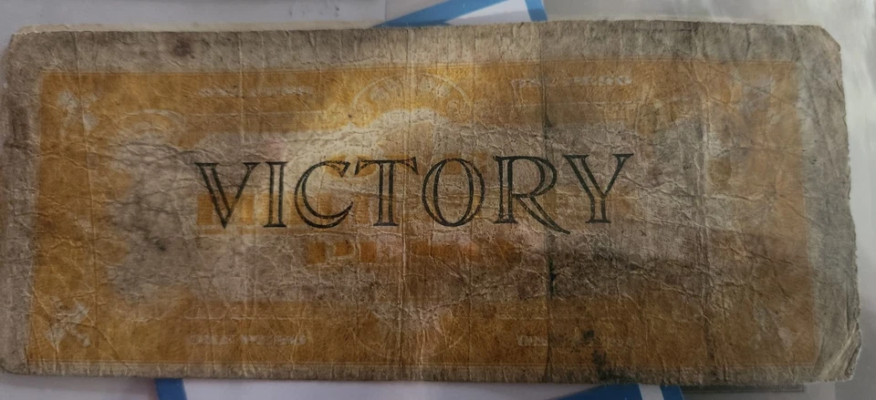 Billete de victoria 1944 de un peso de Filipinas de Estados Unidos Segunda Guerra Mundial sello azul Foto 2 de 2