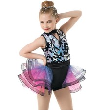 Weissman Dance Costume Diva Style 10740 Size MC Girls 10/12 Sequin Shorts Black