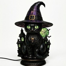 Hexenhutlampe aus Kunstharz Zauberhaft Nachtlicht mit Hexenhut Warmweiß
