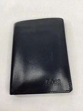 Hugo Boss Black Leather Trifold Wallet Coin Pocket Made in Italy 🇮🇹