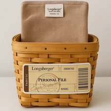 Longaberger Khaki Personal File Fabric Basket Liner New Vintage Minimalist 85-11