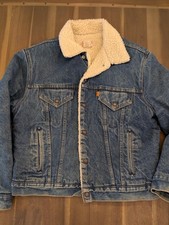 Vintage Levis Jacket Mens 46 Blue Sherpa Lined Denim Trucker USA 80s 70608 0213
