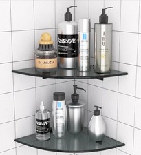 3 PK - 14  Smoke Glass Corner Shelves  Brackets, Adjustable , Heavy Duty