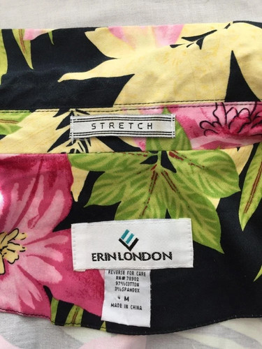 Erin London blazer Size M stretch 3/4 cuffed sleeve bright pink black floral - Picture 5 of 5