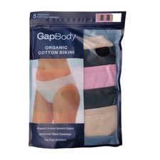 GapBody Women's 5-Pack Tag-Free Organic Cotton Stretch Bikini Basic, XXL 