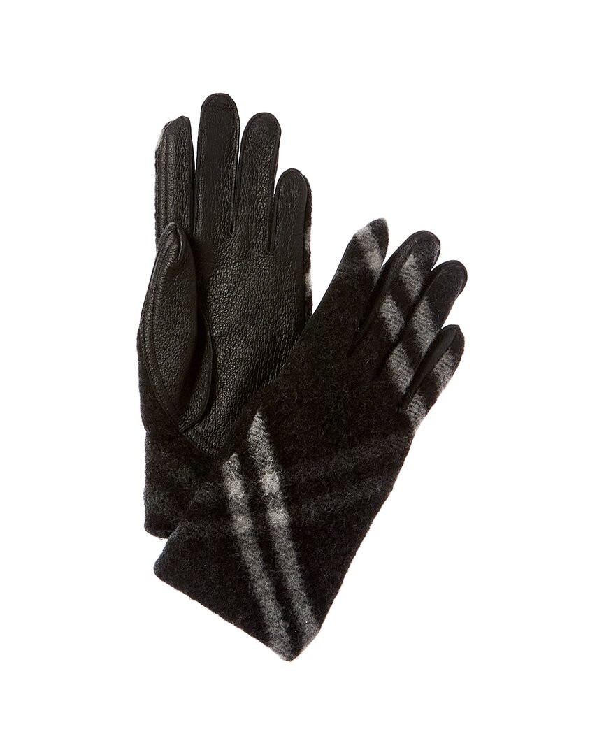 Женские перчатки из шерсти и кожи Burberry 65290₽