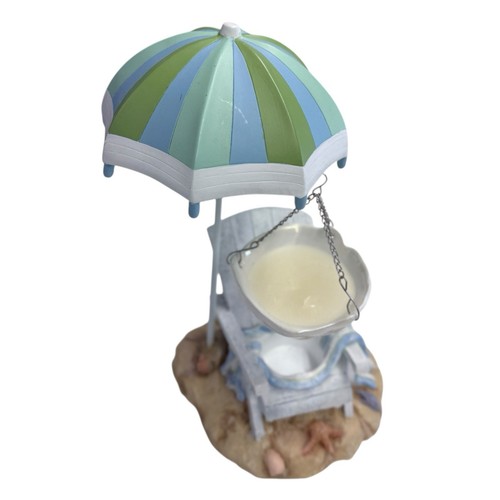 Yankee Candle Blue Green Stripe Beach Umbrella Chair Hanging Tart Burner Warmer - Picture 3 of 7