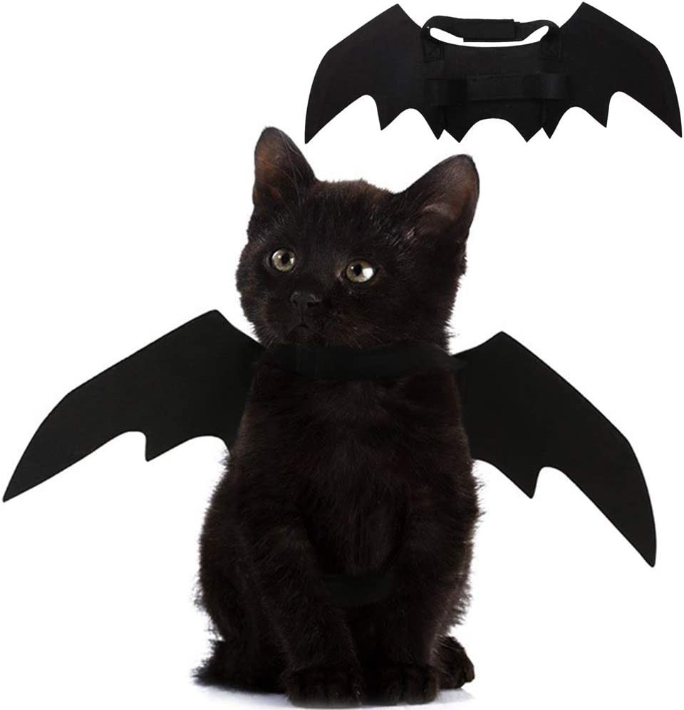 Pet Cat Bat Wings for Halloween Party Decoration, Puppy Collar Leads Cosplay Bat