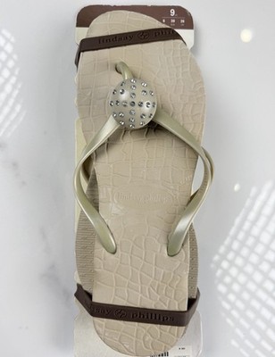 Lindsay Phillips Jordi Stone Thong Flip Flops Changeable Deco womens size