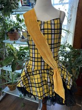 Algy Scottish Yellow/Black Plaid Dance Costume w/ Sleeves  Stockings C/Lg