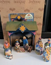 Jim Shore Nativity Set of 10 Heartwood Creek Folk Art w/ Stable