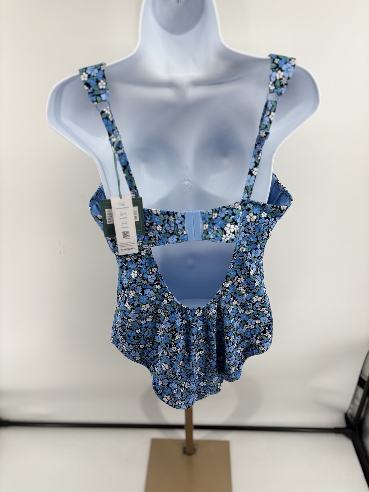 Panache Swim Monica Balcony Widestrap Swimsuit Posey Blue Floral US 38DD NWT