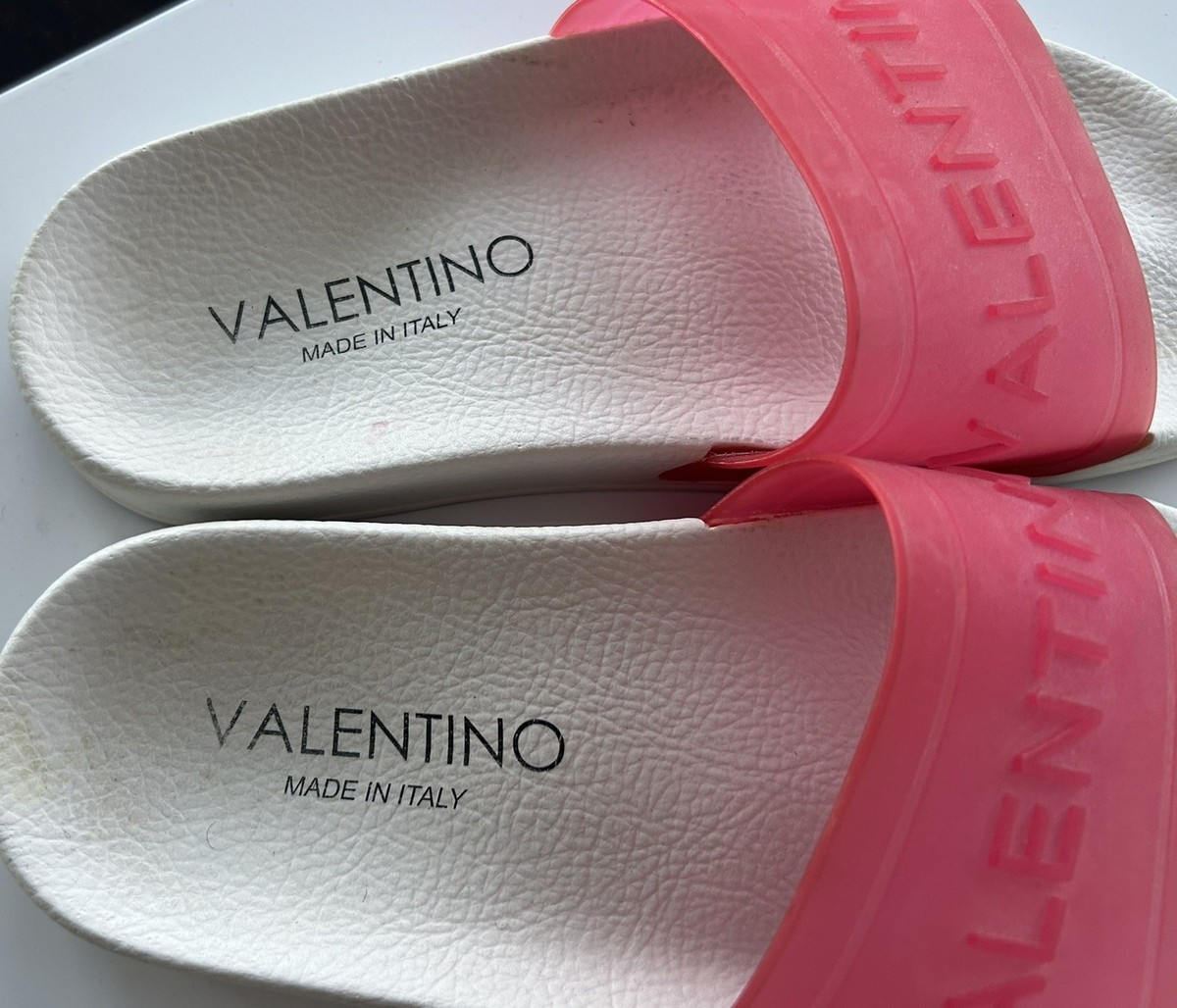 Valentino Womens Pink Embossed Rubber Slides Sz 37 Italy | eBay