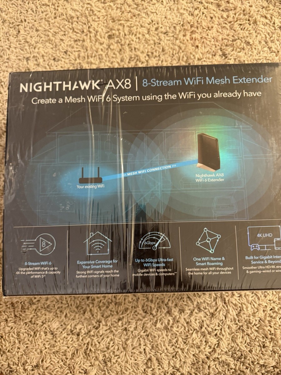NETGEAR Nighthawk AX8 8-Stream WiFi 6 Mesh Extender (EAX80-100NAS