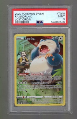 2022 POKEMON SWORD & SHIELD LOST ORIGIN #TG10 FULL ART/SNORLAX PSA 9