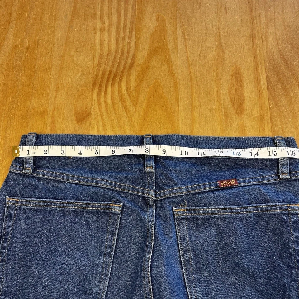 Rustler 876 Blue Denim Jeans 33x32 Y2K Straight Leg Workwear USA Style Vintage - Image 2 of 4