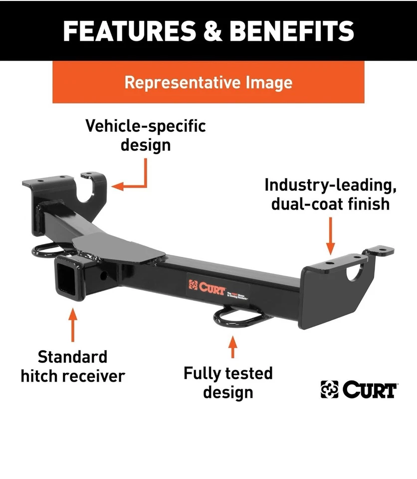 Enganche de remolque delantero Curt 31075 - enganche receptor de 2 pulgadas para Toyota Tacoma 16-23 Foto 3 de 4