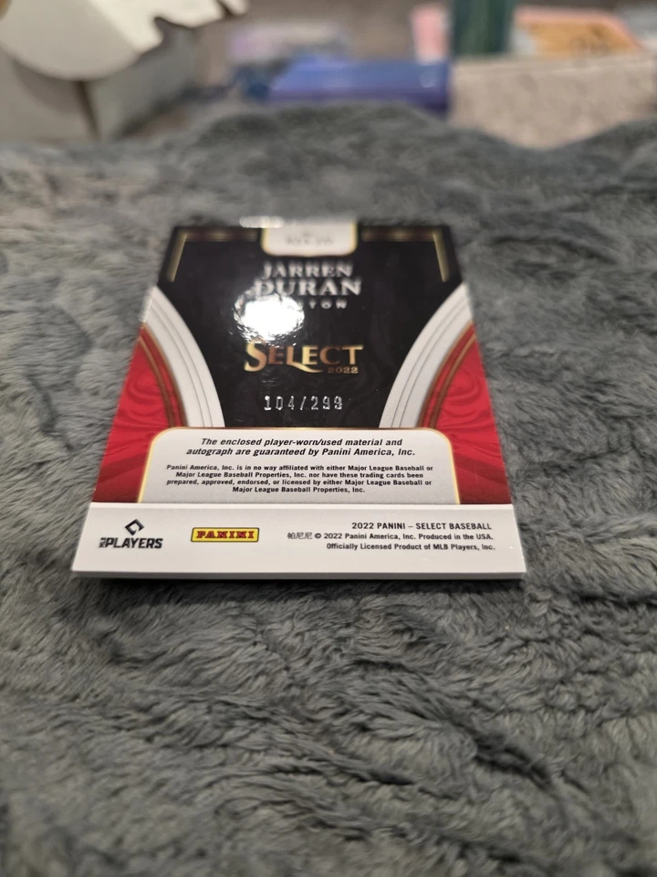 2022 Panini Select - Rookie Jersey Autographs Jarren Duran #RJA-JD /299 - Image 2 of 4