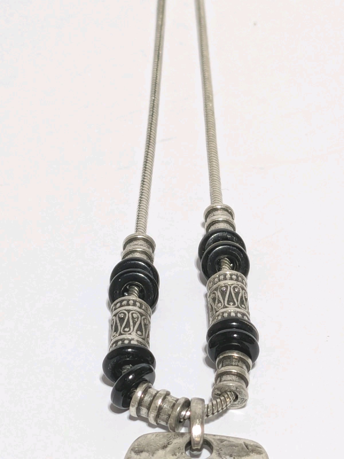 Siilver Tone Chain, Rectangular & Cabachon Black … - image 11