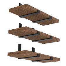 12 Inch Heavy Duty Floating Shelf Bracket, Wall Mounting Industrial Black She...