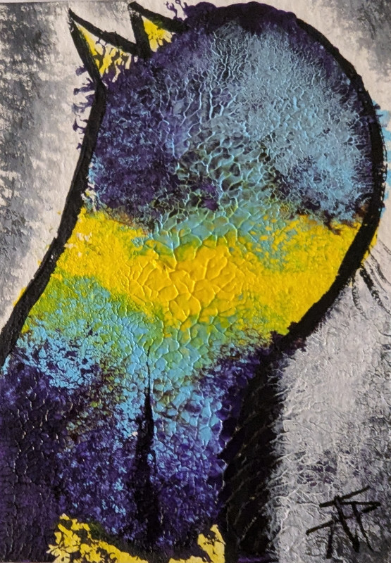 ACEO Cat Painting Abstract Original Expressionism Modern Art By Samantha McLean