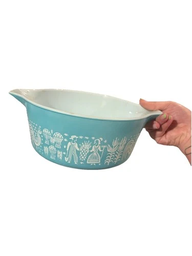 Turquoise Pyrex 475-B Amish Butterprint 2.5 Qt Vintage Casserole Dish No Lid