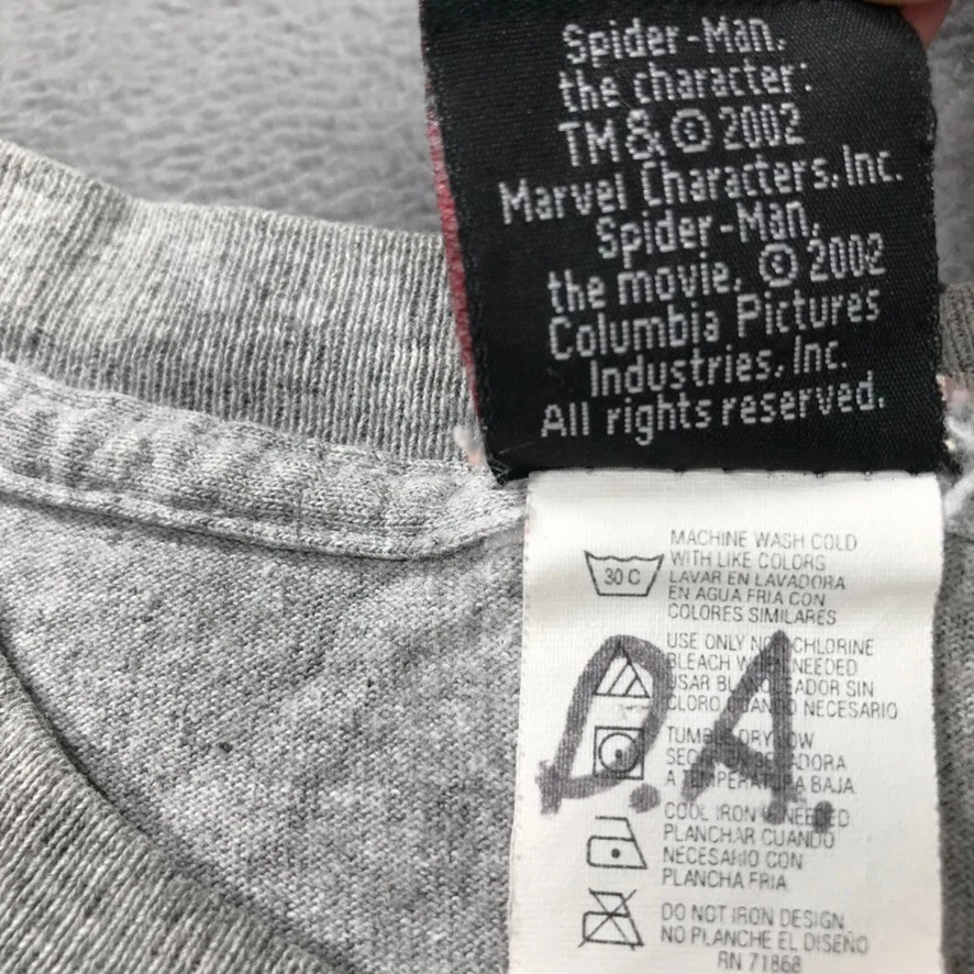 Vintage Y2K Spider-man T Shirt Boys Large Grey Movie Promo Kids 2002 Super Hero - Image 3 of 4