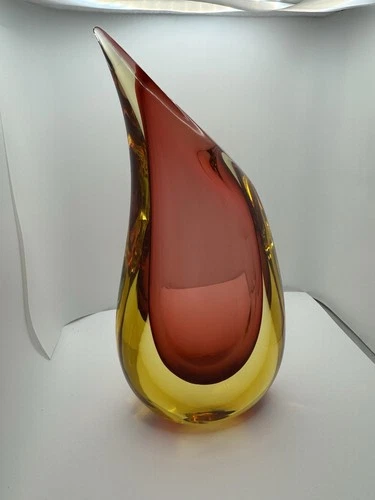 Vtg OGGETTI Italy Luigi Onesto MURANO SIGNED & Labeled Tear Drop Art Glass Vase