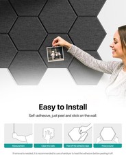 12 Pack Sound Absorbing Panels Hexagon - Acoustic Wall Panels for Studio Office