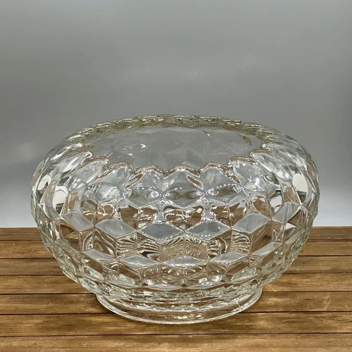 Fostoria American 7" Clear Glass Cubist Rose Bowl Vase