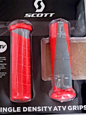 RED & GRAY HANDGRIPS, DRR 50, 70, 90, 100, APEX, COBRA, HYBRID ATV