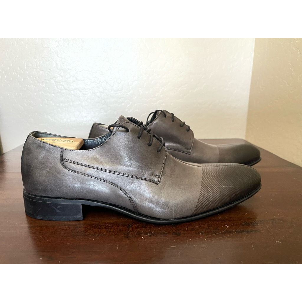 Carlo Vento Mens Oxford Dress Shoes Gray Leather Split Toe  display picture 1