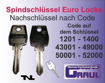 Euro Locks Nachschlüssel EU-1, EU1R nach Code, Stahlschrank, Sonderangebot